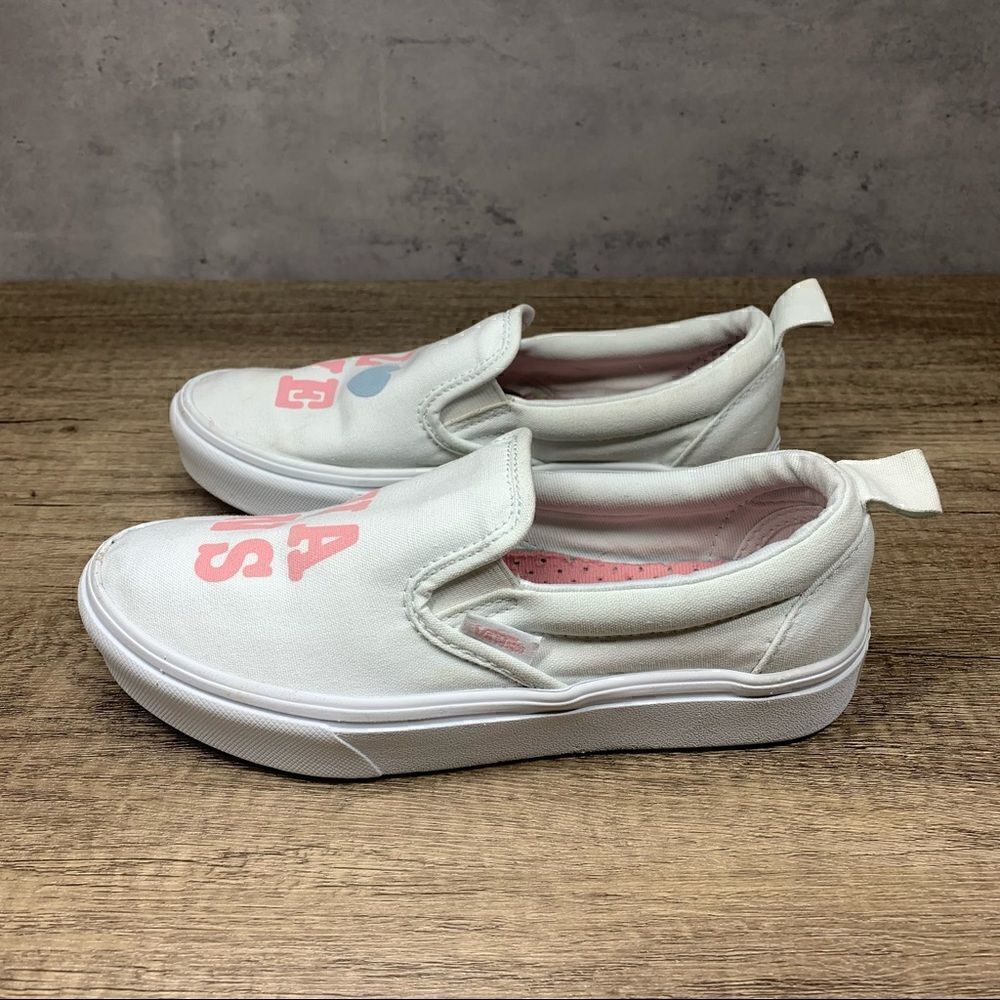 VANS Kids Off The Wall Slip On White Shoes Sz 2.5